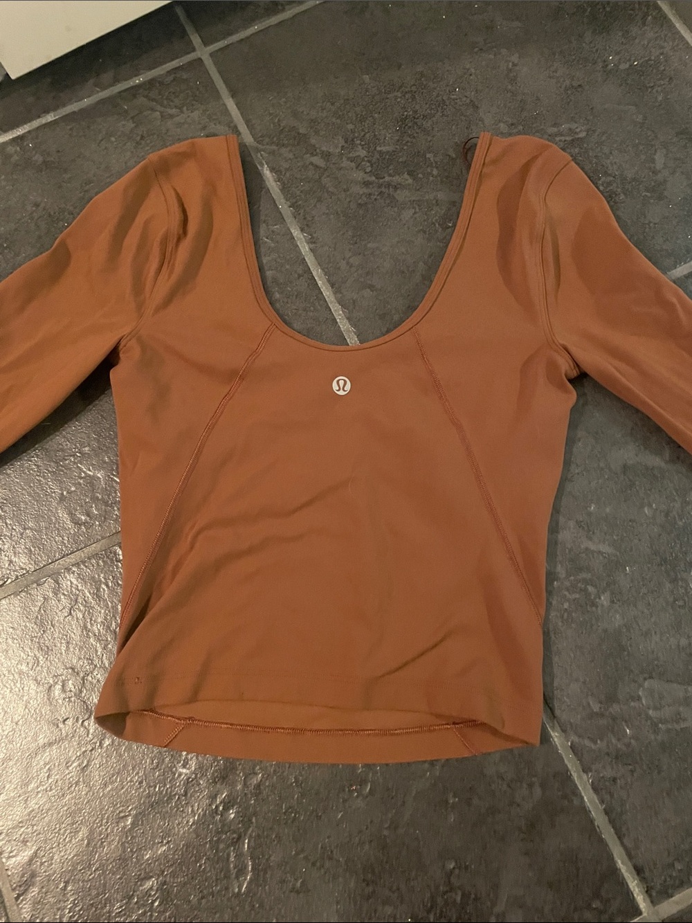 lululemon athletica Long Sleeve Scoop Neck Top - Rust Brown